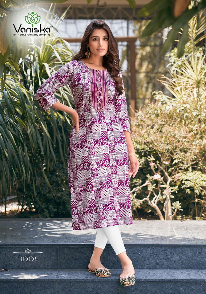 Charming Vol 1 By Vaniska Rayon Foil Printed Kurtis Wholesale Price In Surat